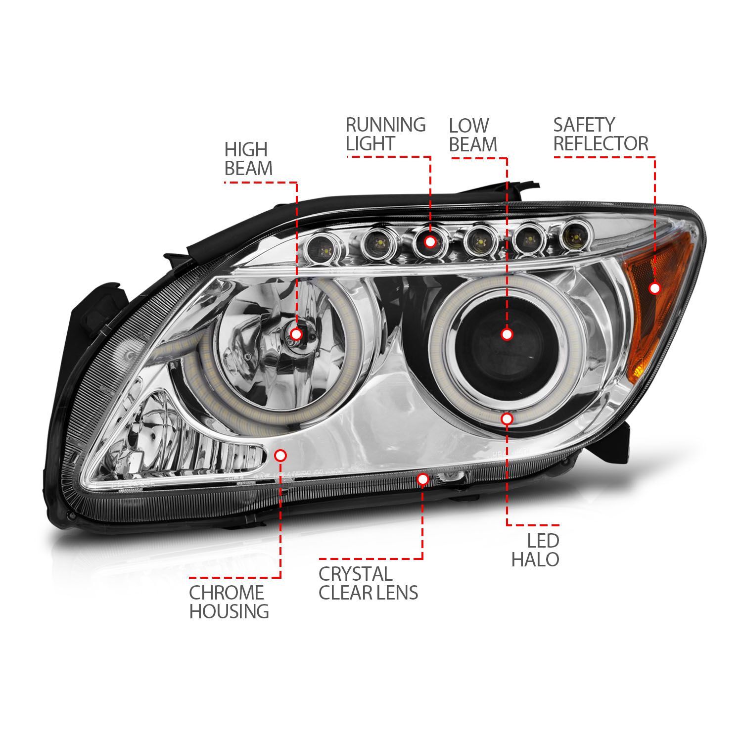 2005-2010 Scion tC Anzo Projector Headlights W/ Halo Chrome (SMD LED)