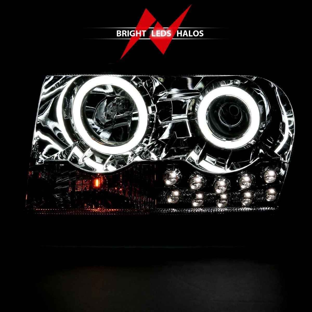 2005-2010 Chrysler 300 Anzo Projector Headlights W/ Halo Chrome