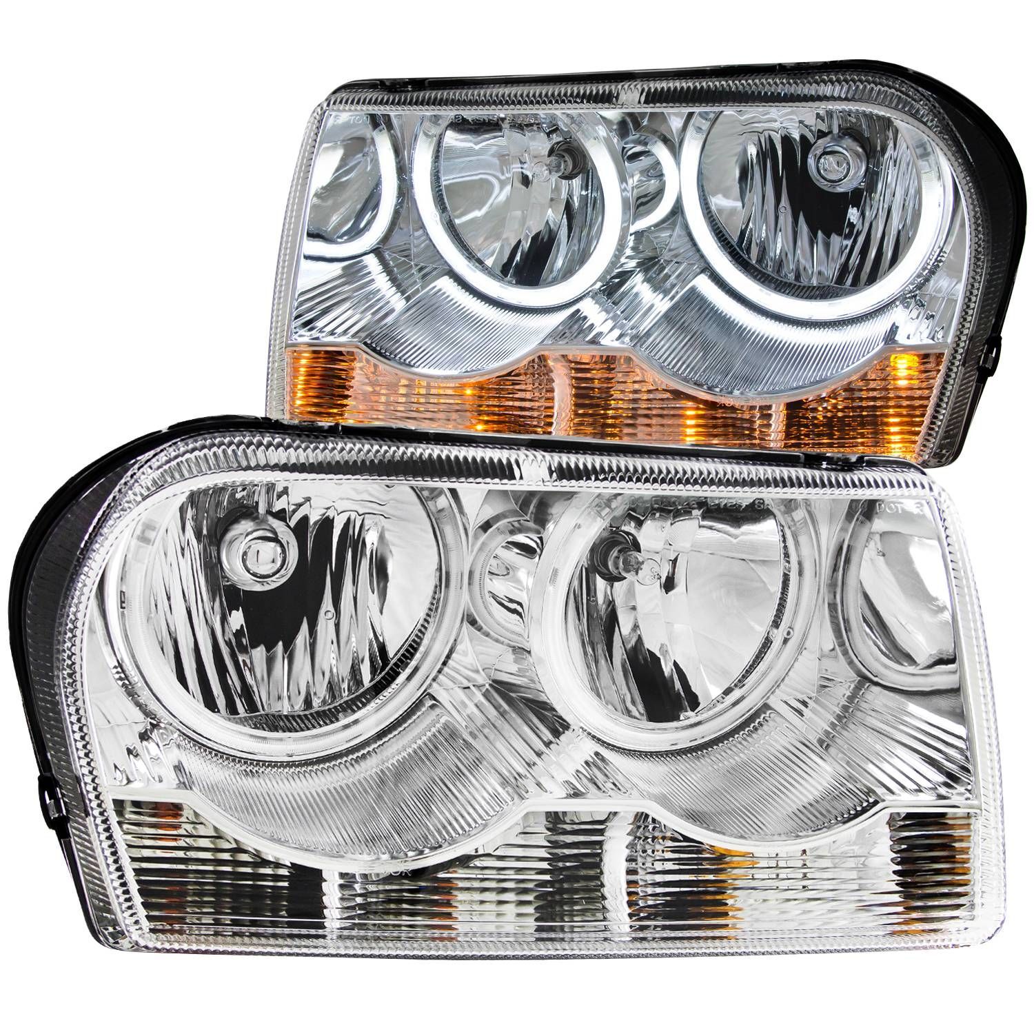 2005-2010 Chrysler 300 Anzo Crystal Headlights W/ Halo Chrome (SMD LED) - 121137