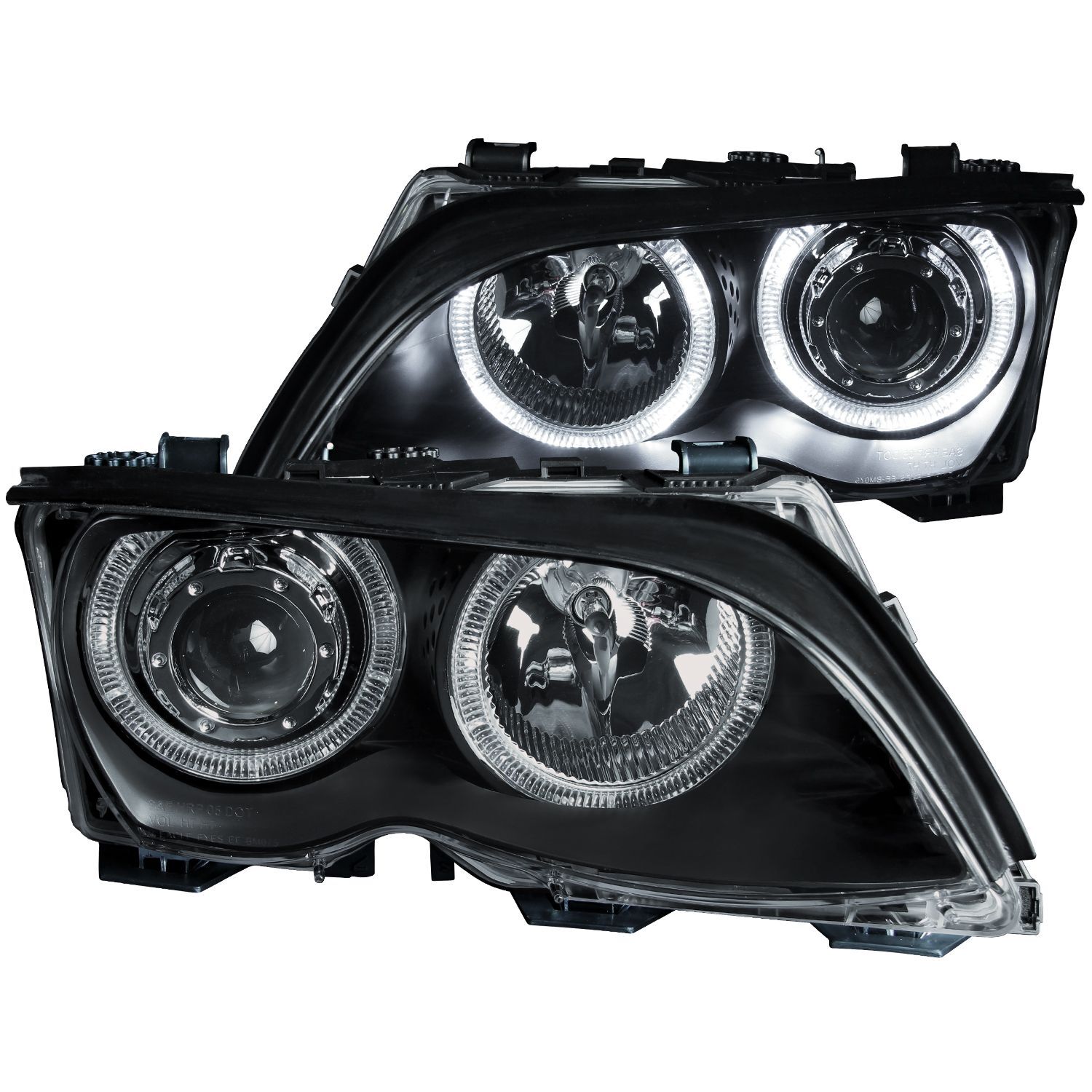 2002-2005 BMW 3-Series E46 4DR Anzo Projector Headlights W/ Halo Black - 121140