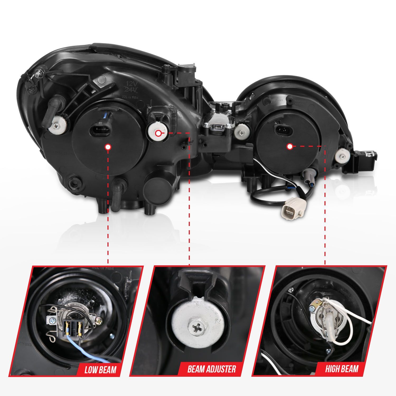 1998-2005 Lexus GS300/GS400/GS430 Anzo Projector Headlights W/ Halo Chrome