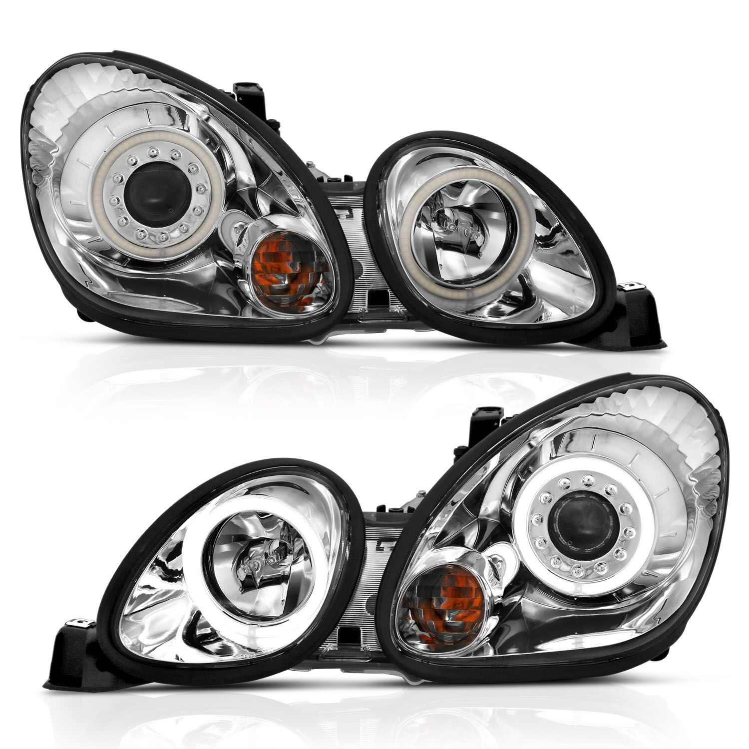 1998-2005 Lexus GS300/GS400/GS430 Anzo Projector Headlights W/ Halo Chrome - 121143