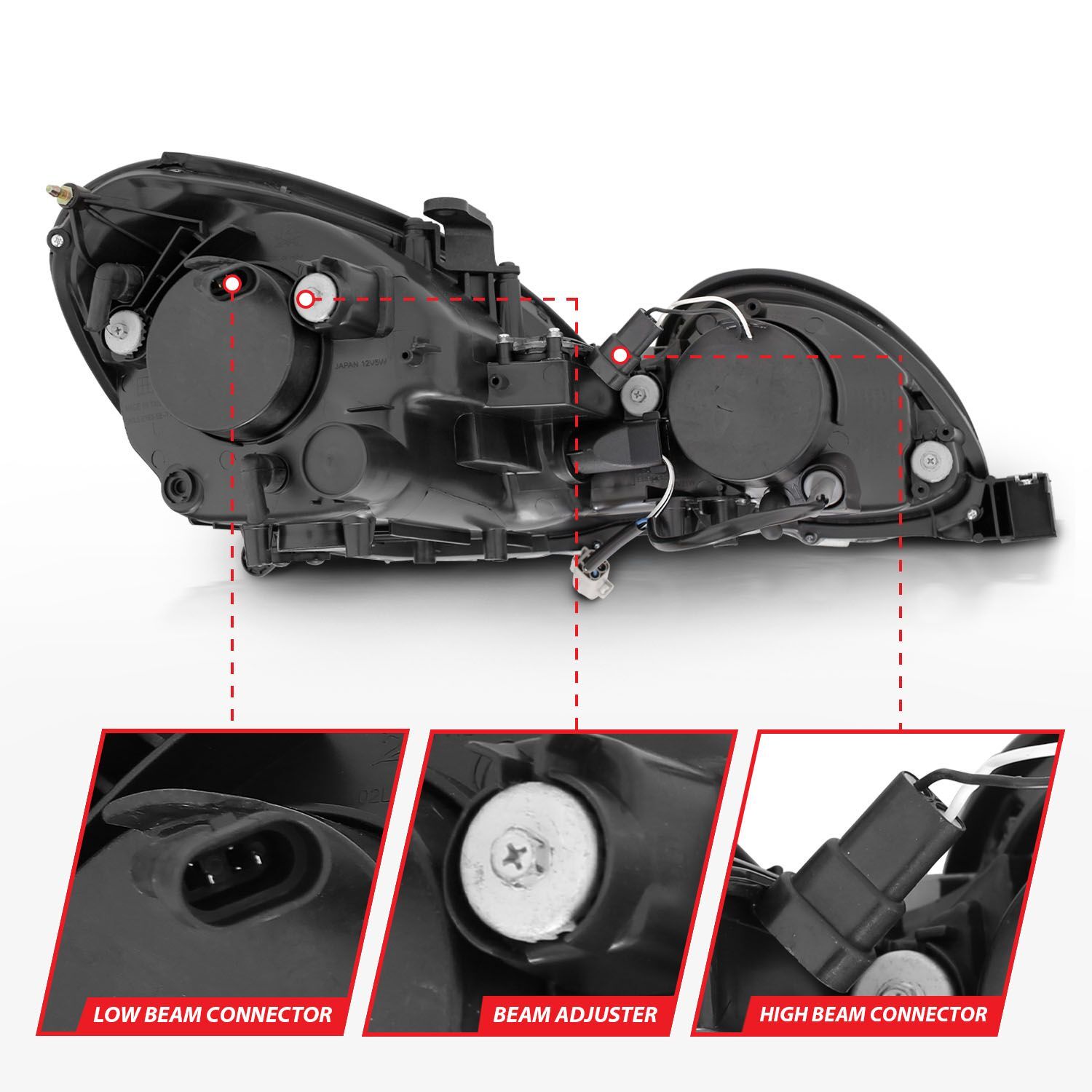 1998-2005 Lexus GS300/GS400/GS430 Anzo Projector Headlights W/ Halo Black