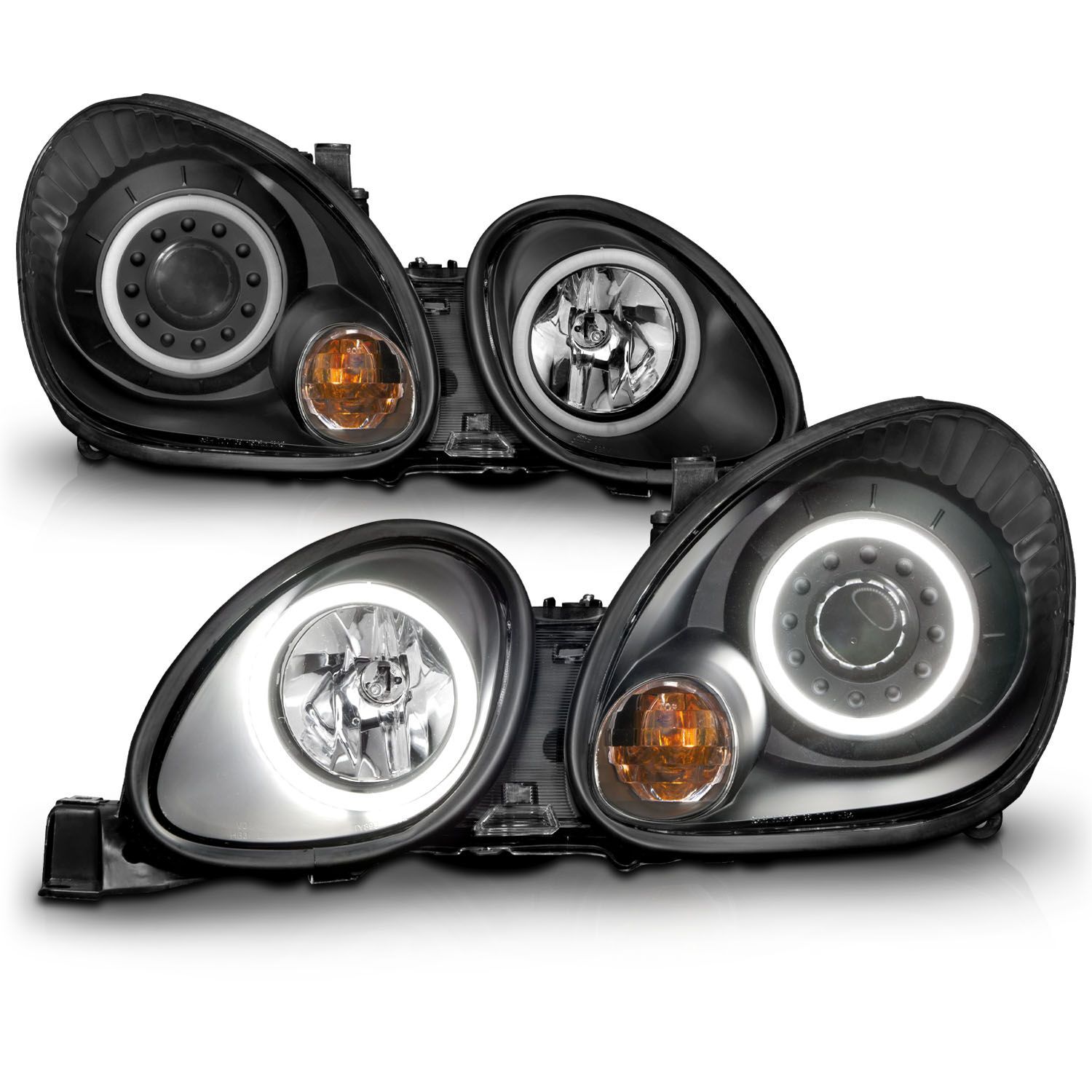 1998-2005 Lexus GS300/GS400/GS430 Anzo Projector Headlights W/ Halo Black - 121144