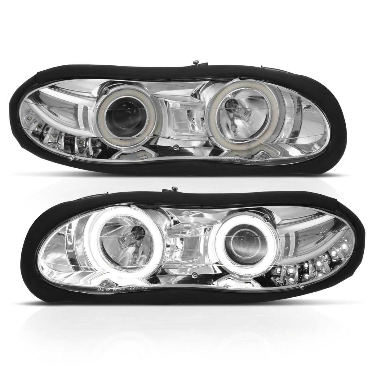1998-2002 Chevrolet Camaro Anzo Projector Headlights W/ Halo Chrome