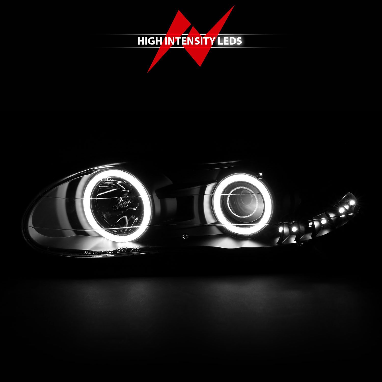 1998-2002 Chevrolet Camaro Anzo Projector Headlights W/ Halo Black