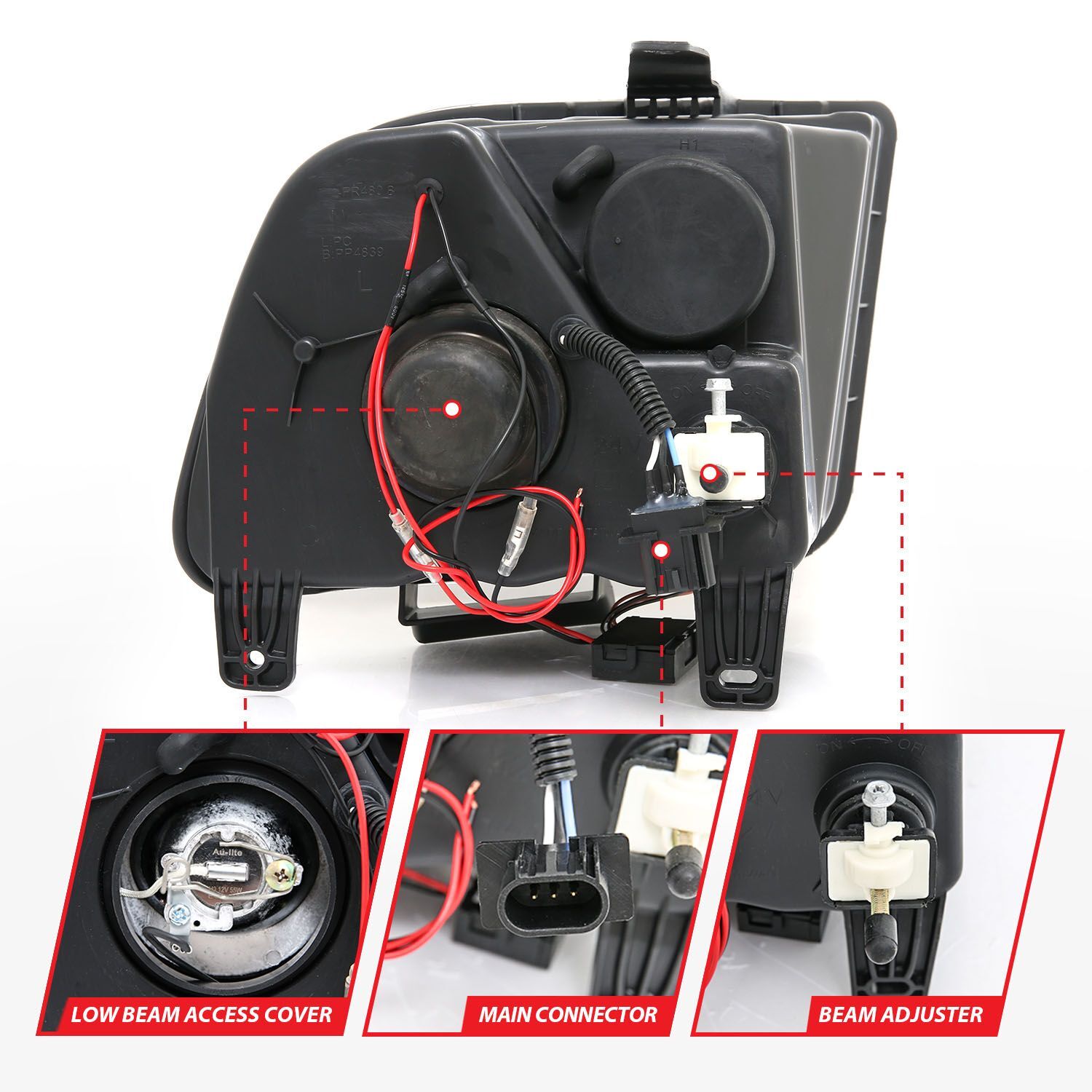 2005-2009 Ford Mustang Anzo Projector Headlights W/ Halo Black
