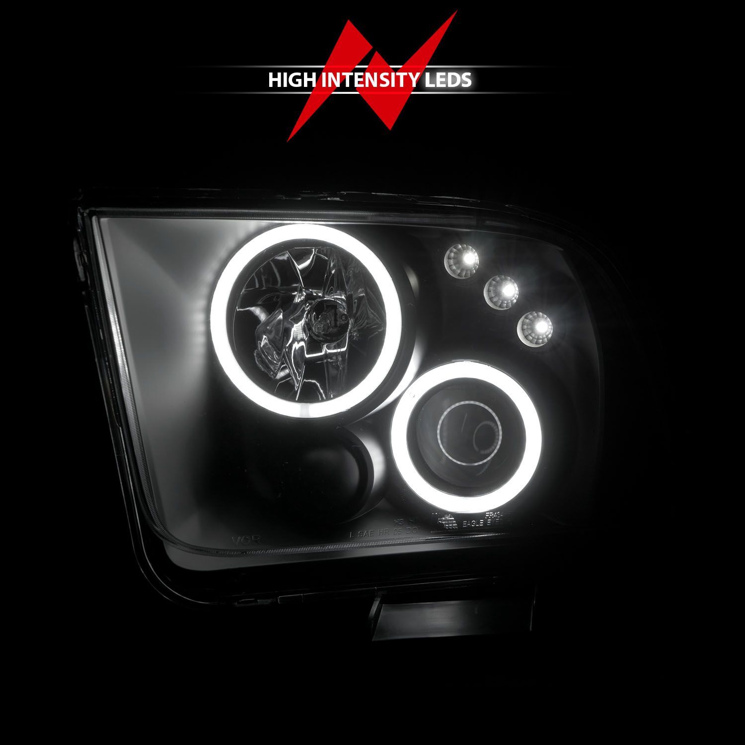 2005-2009 Ford Mustang Anzo Projector Headlights W/ Halo Black