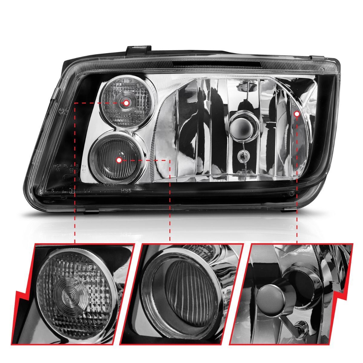 1999-2005 Volkswagen Jetta MK4 Anzo Crystal Headlights Black W/O Bulbs