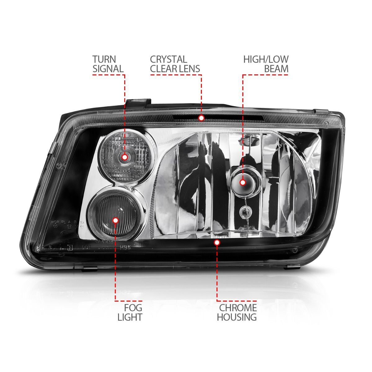 1999-2005 Volkswagen Jetta MK4 Anzo Crystal Headlights Black W/O Bulbs