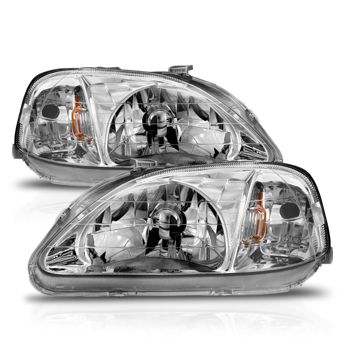1999-2000 Honda Civic Anzo Crystal Headlights Chrome