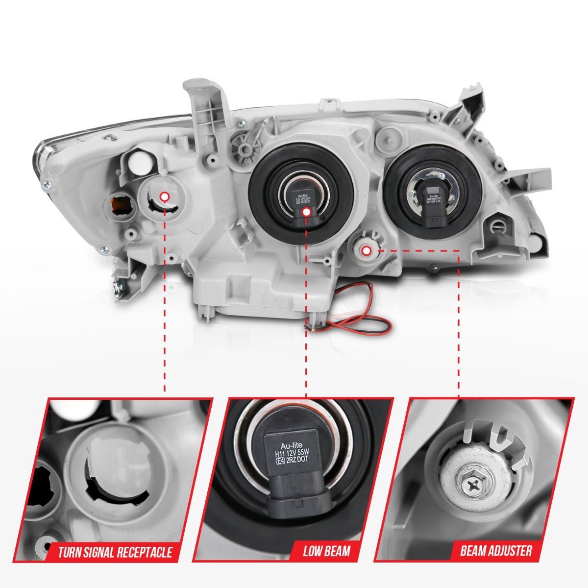 2007-2009 Toyota Camry Anzo Projector Headlights W/ Halo Chrome