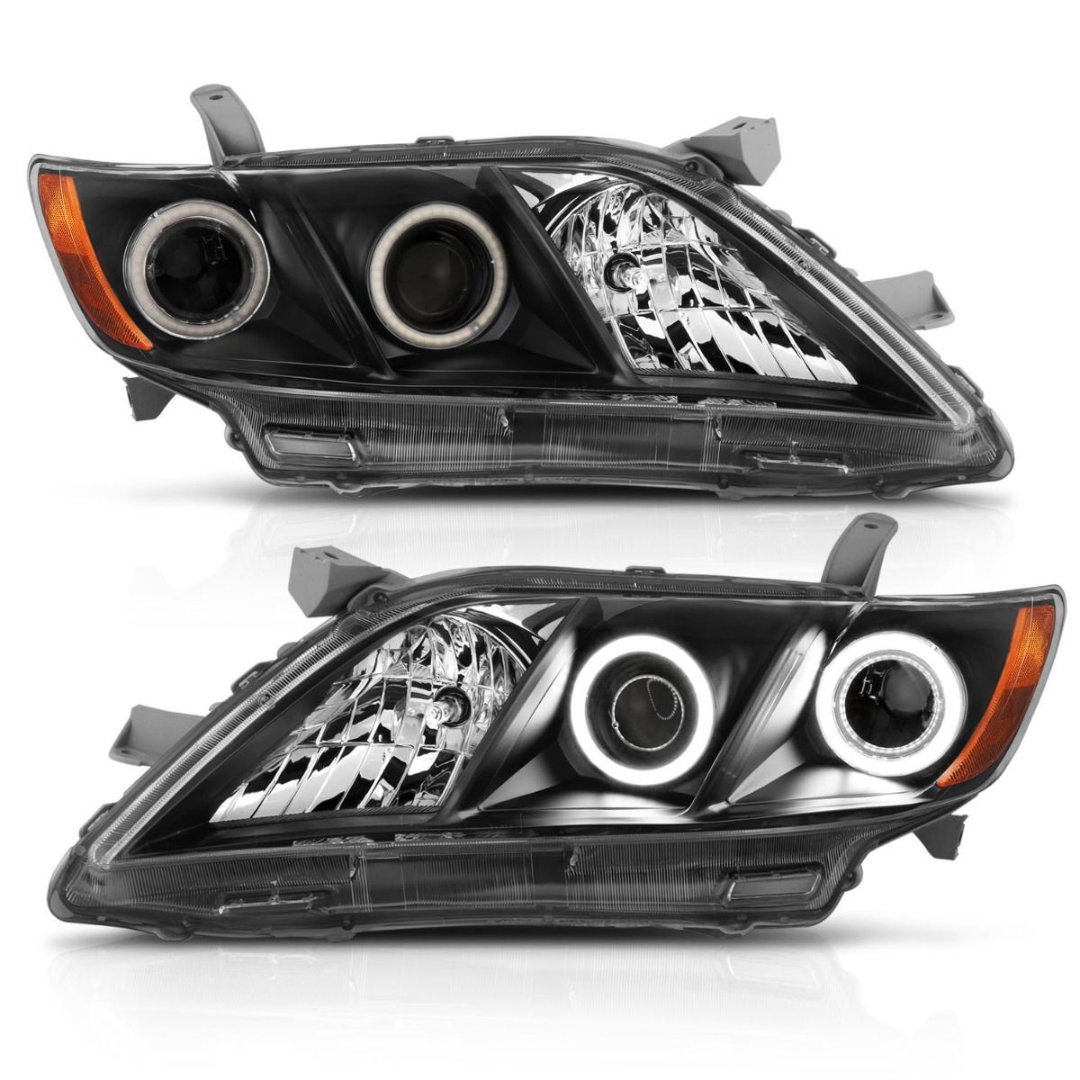 2007-2009 Toyota Camry Anzo Projector Headlights W/ Halo Black