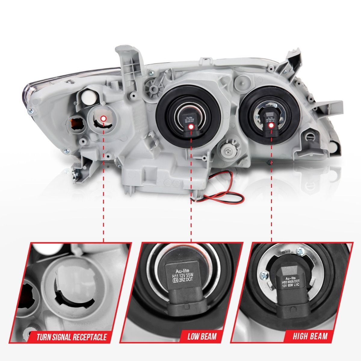 2007-2009 Toyota Camry Anzo Projector Headlights W/ Halo Black