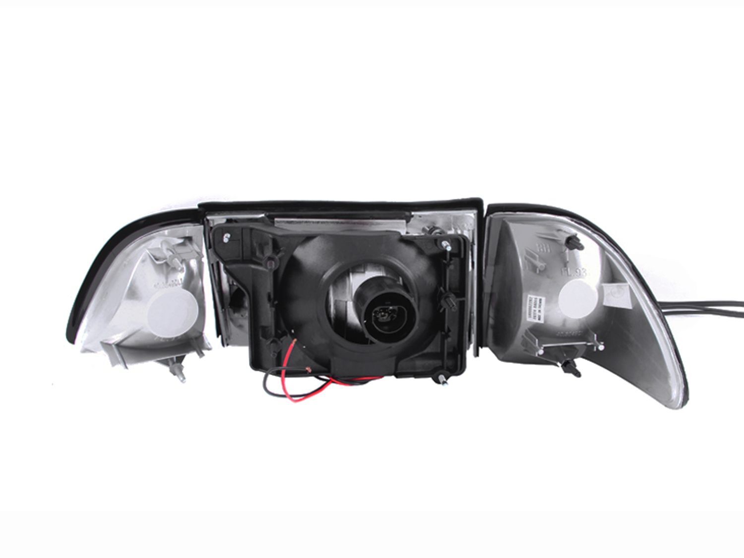 1987-1993 Ford Mustang Anzo Crystal Headlights Black W/ Corner Lights 2PC