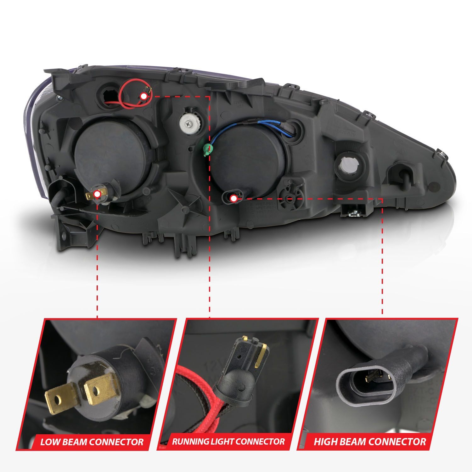 2005-2006 Acura RSX Anzo Projector Headlights W/ Halo Black