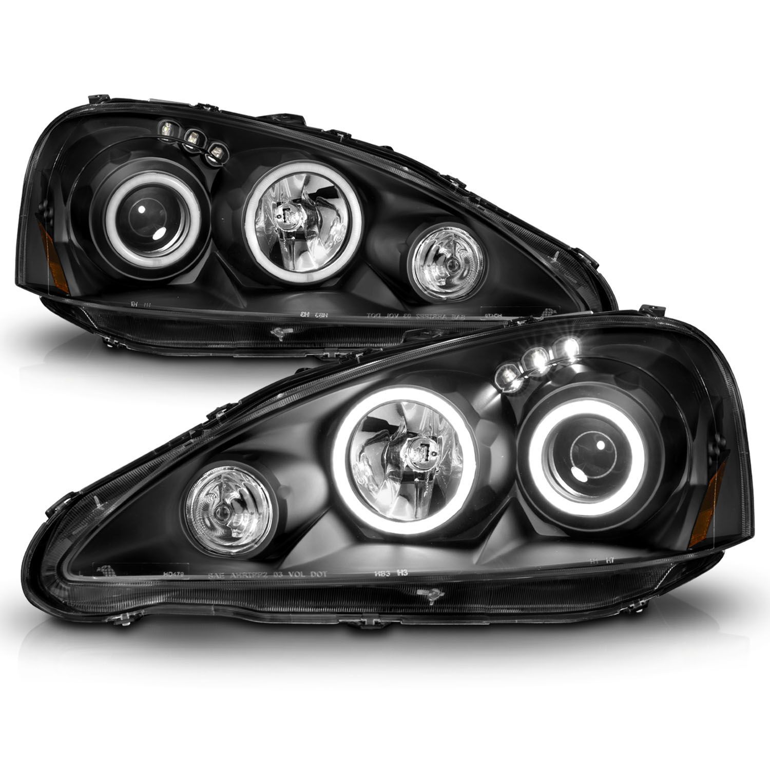 2005-2006 Acura RSX Anzo Projector Headlights W/ Halo Black - 121197