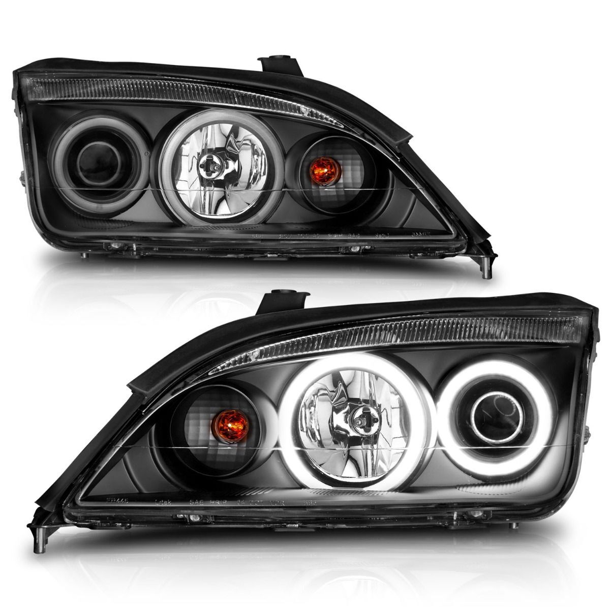 2005-2007 Ford Focus ZX3/ZX4/ZX5 Anzo Projector Headlights W/ Halo Black