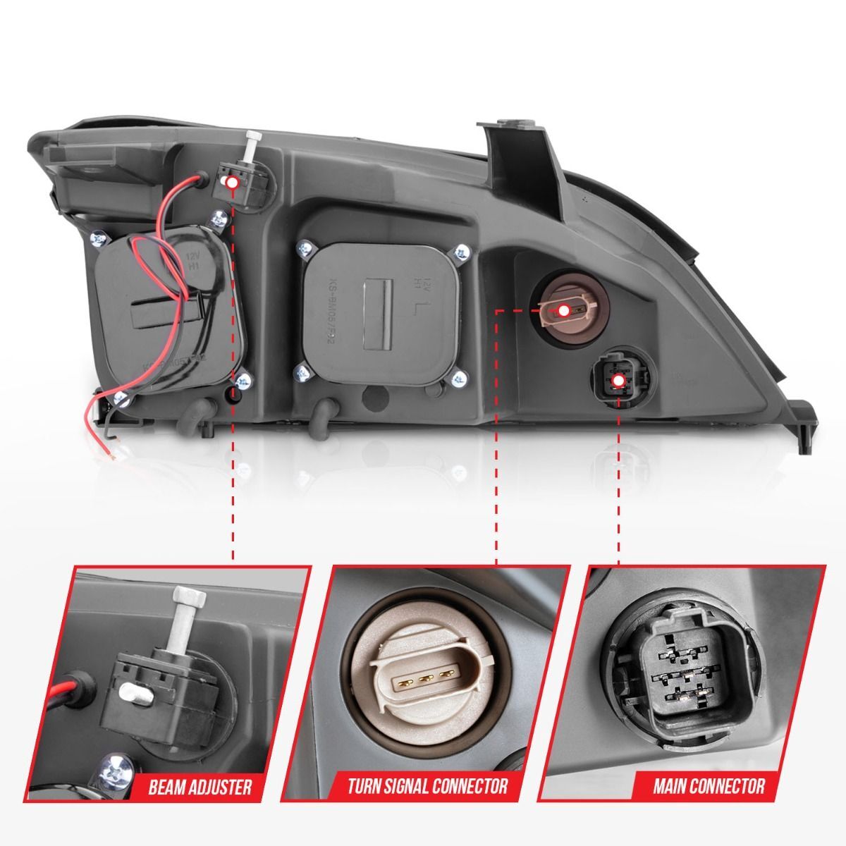 2005-2007 Ford Focus ZX3/ZX4/ZX5 Anzo Projector Headlights W/ Halo Black