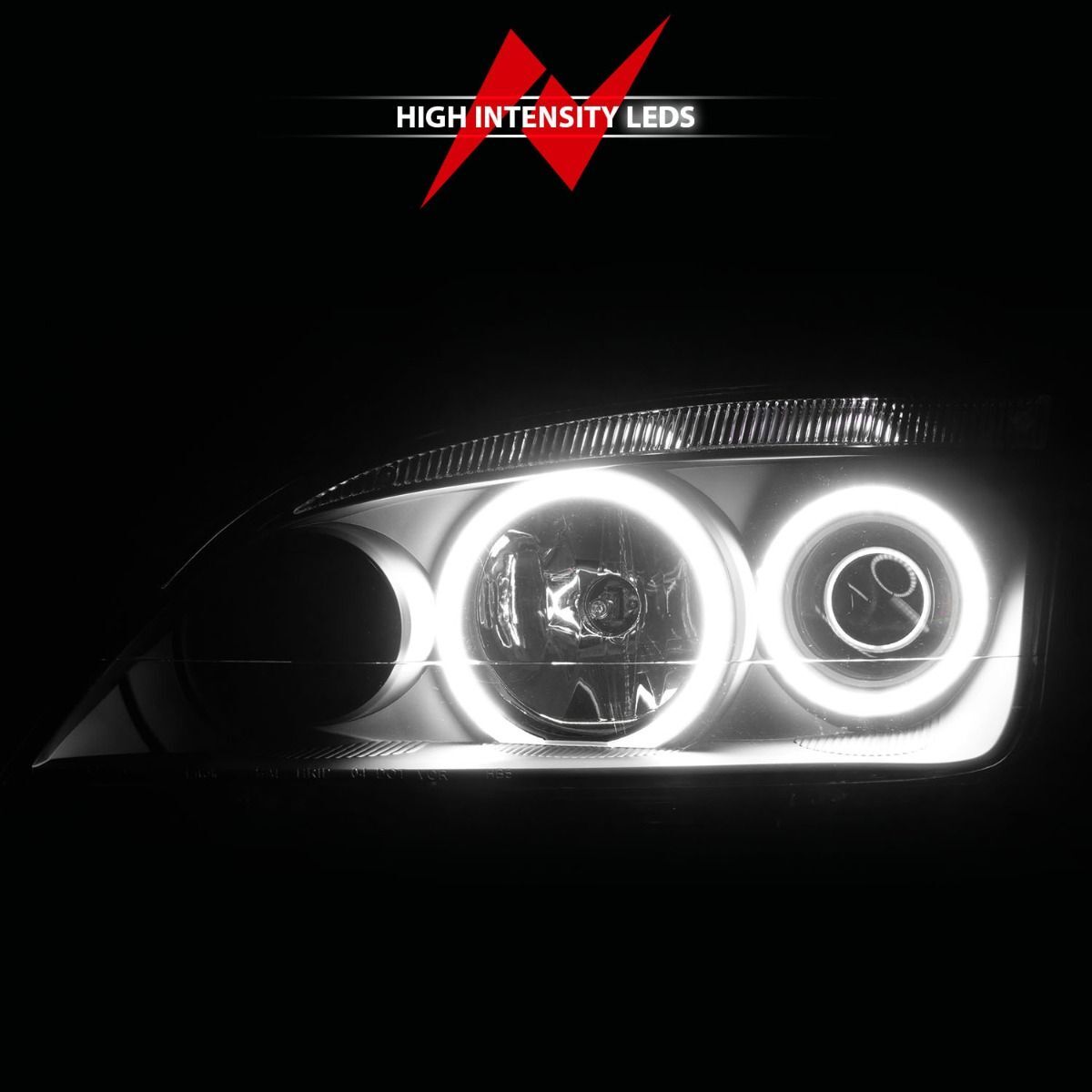 2005-2007 Ford Focus ZX3/ZX4/ZX5 Anzo Projector Headlights W/ Halo Black