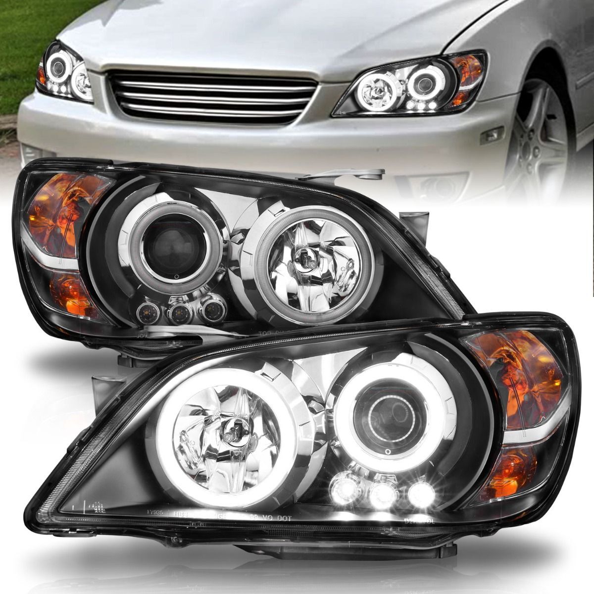 2001-2005 Lexus IS300 Anzo Projector Headlights W/ Halo Black - 121199
