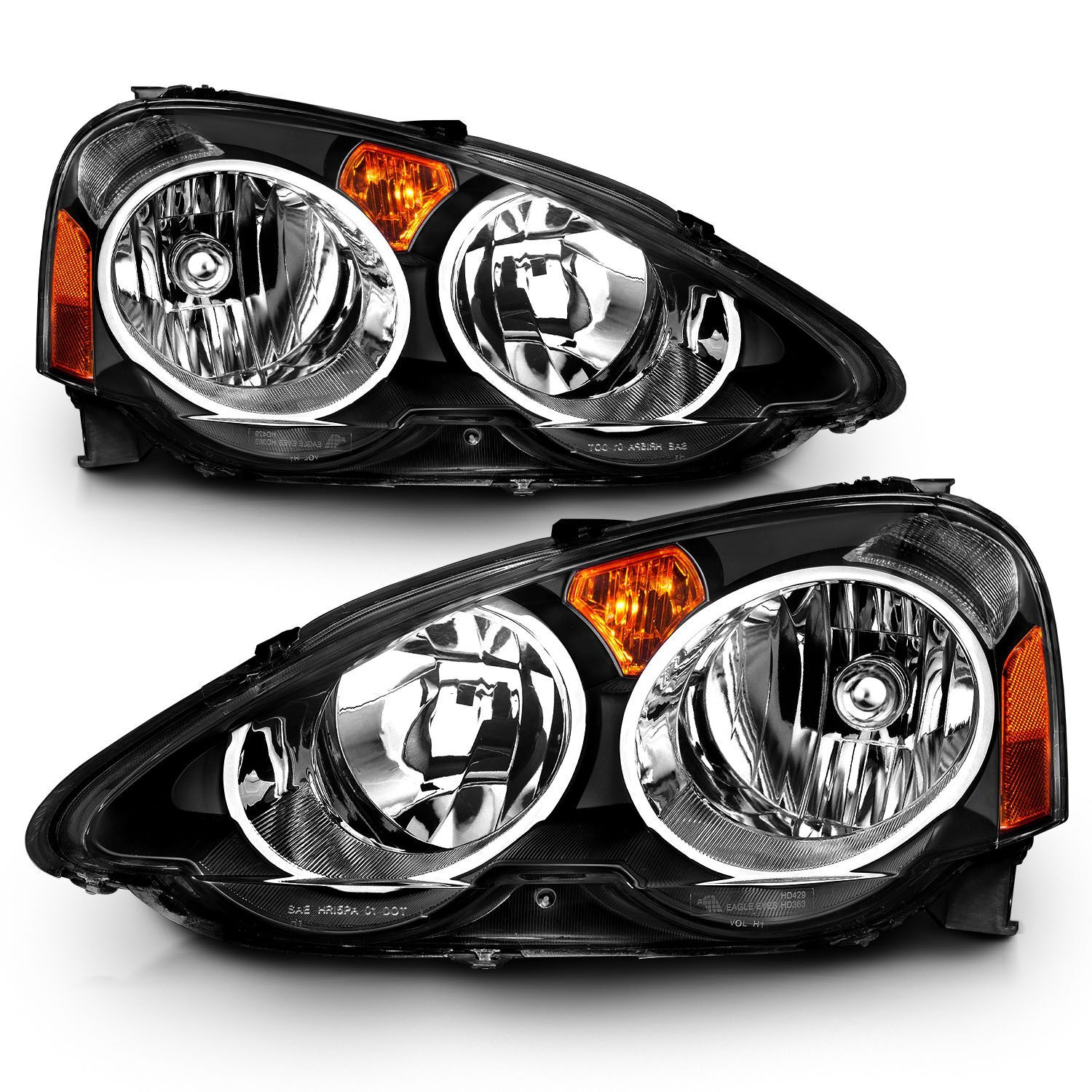 2002-2004 Acura RSX Anzo Crystal Headlights Black - 121209