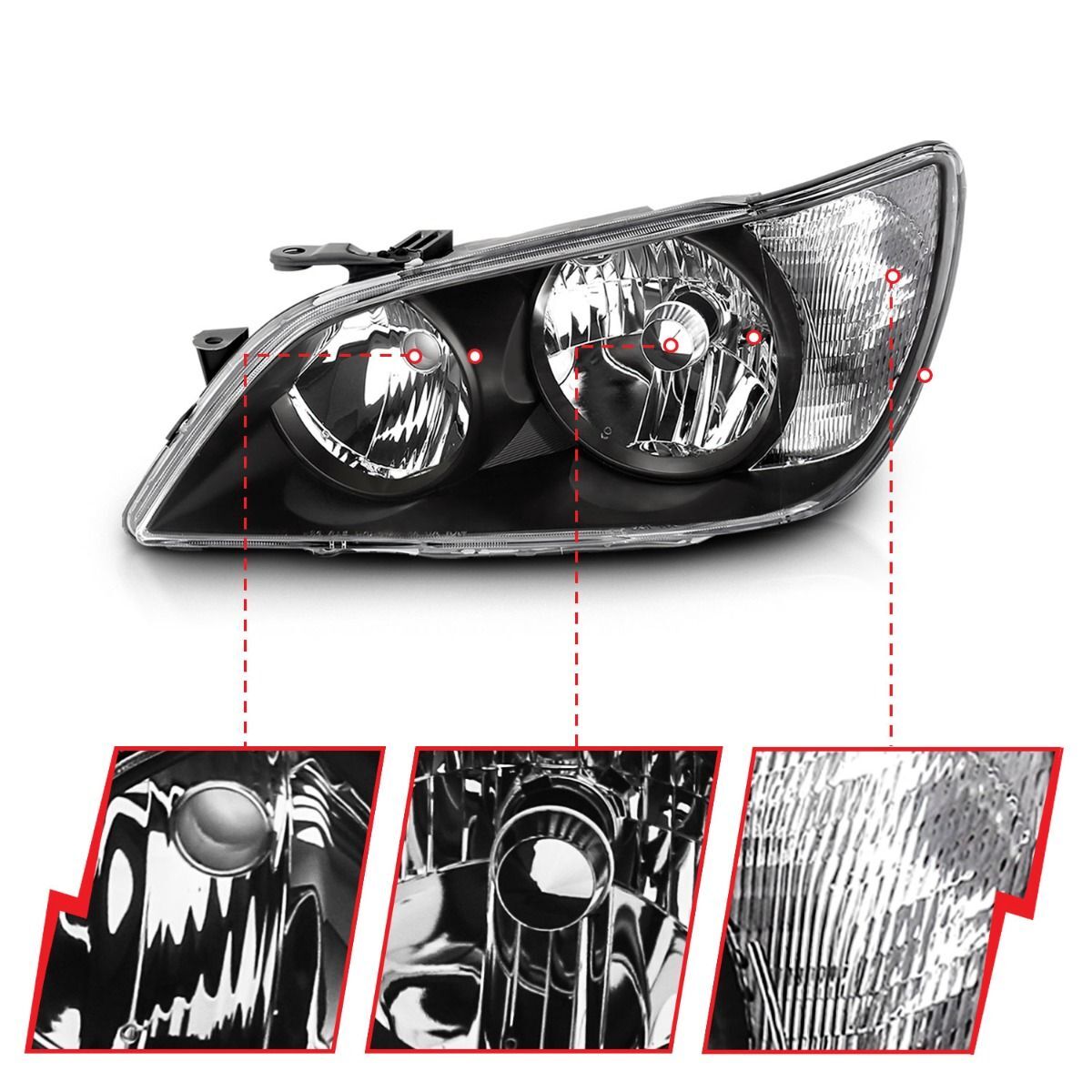 2001-2005 Lexus IS300 Anzo Crystal Headlights Black