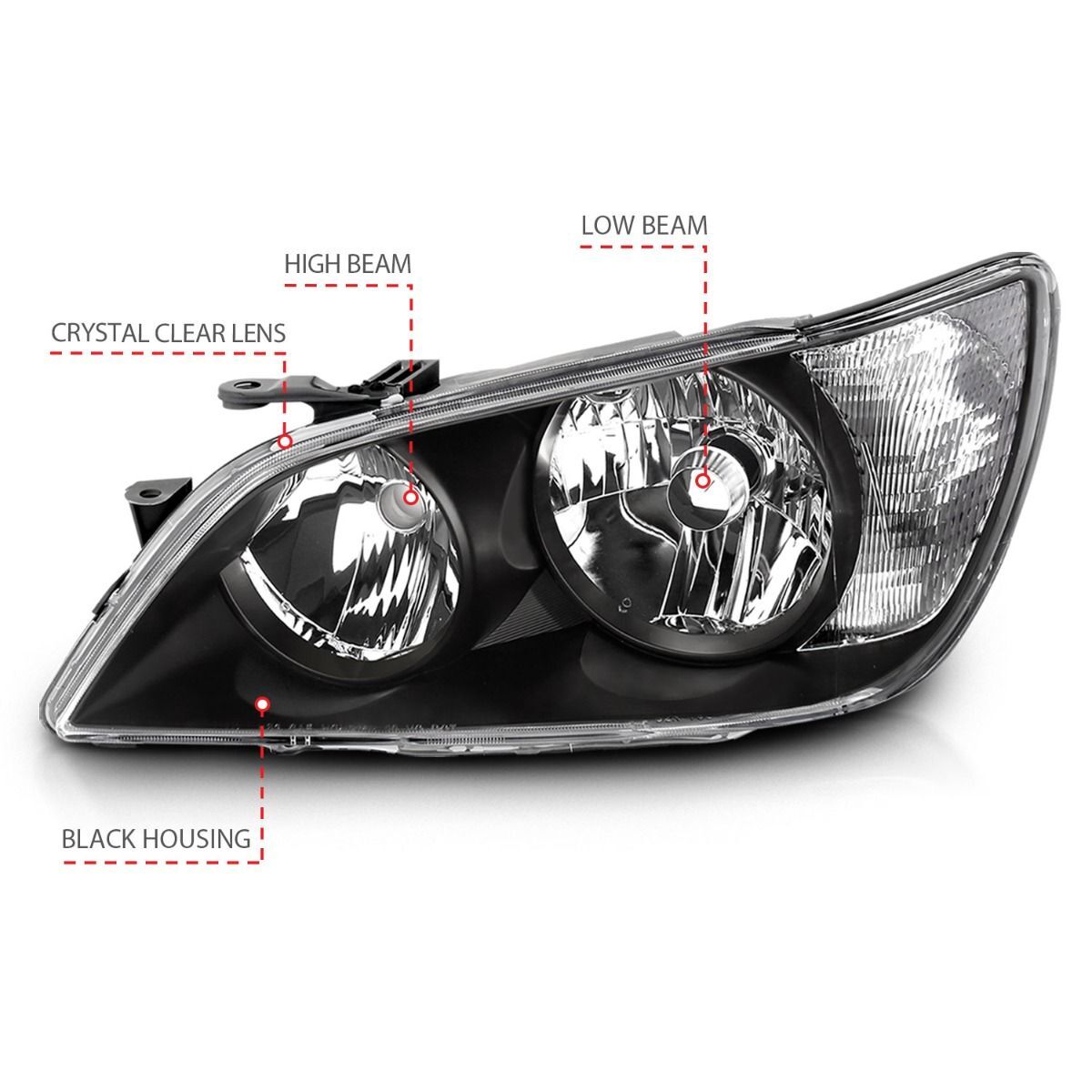 2001-2005 Lexus IS300 Anzo Crystal Headlights Black