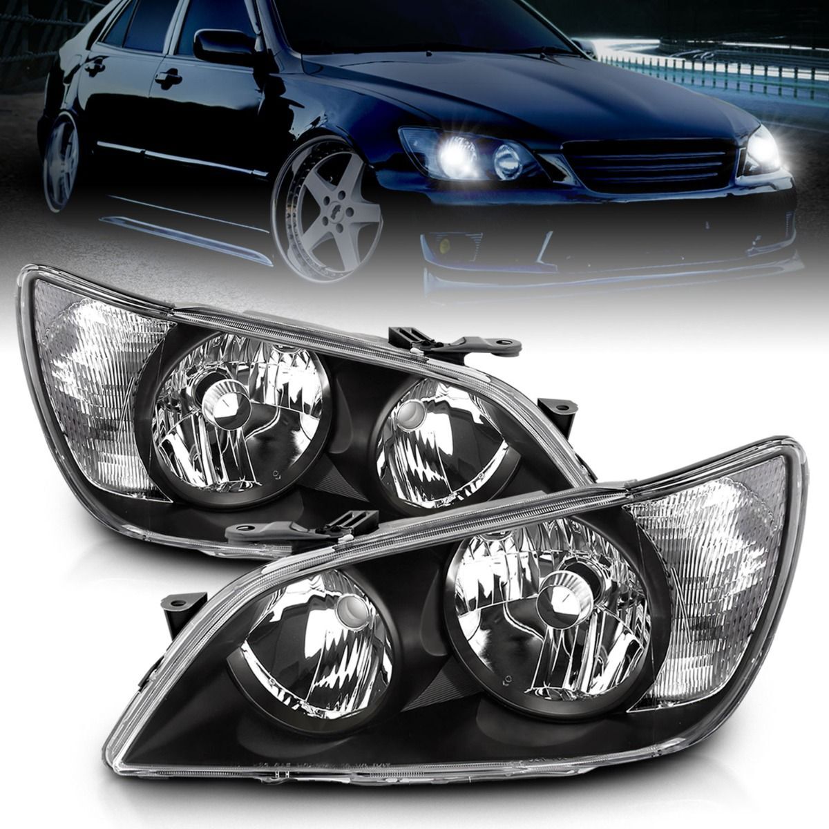 2001-2005 Lexus IS300 Anzo Crystal Headlights Black