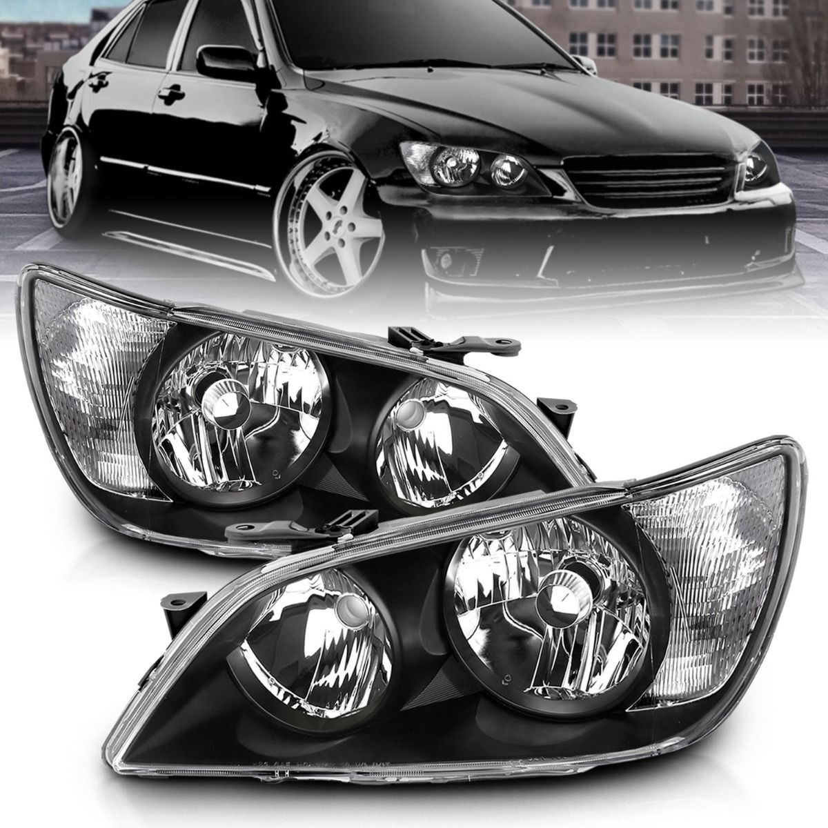 2001-2005 Lexus IS300 Anzo Crystal Headlights Black - 121210