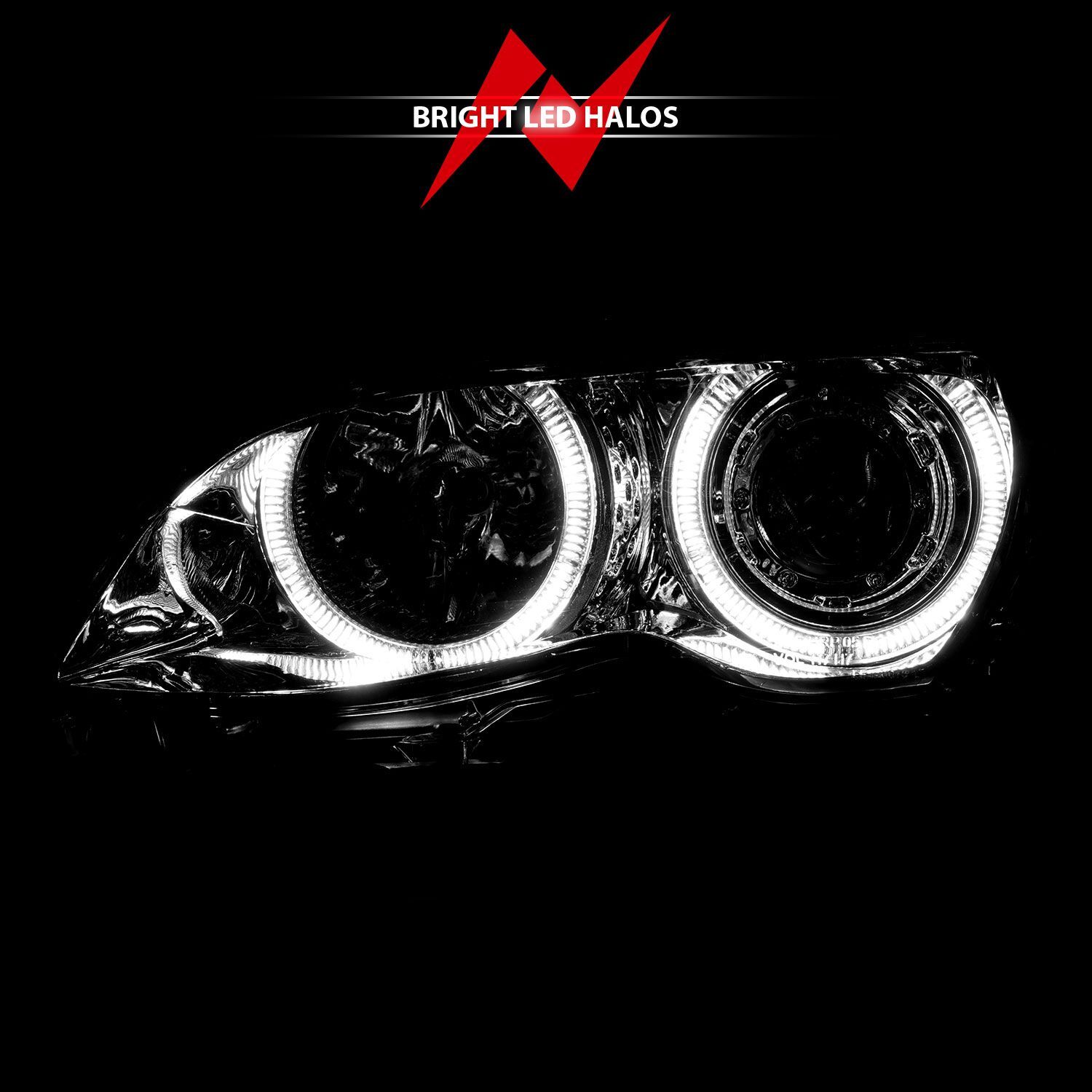 2002-2005 BMW 3-Series E46 4DR Anzo Projector Headlights W/ Halo Chrome