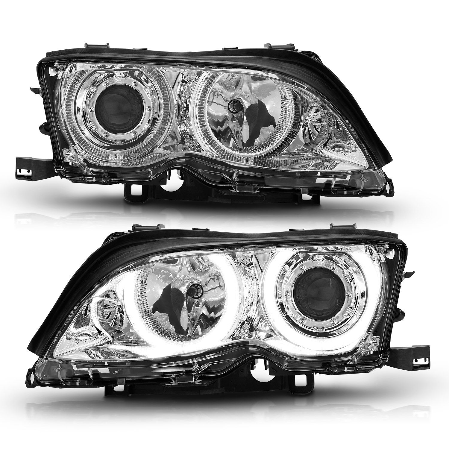 2002-2005 BMW 3-Series E46 4DR Anzo Projector Headlights W/ Halo Chrome - 121212