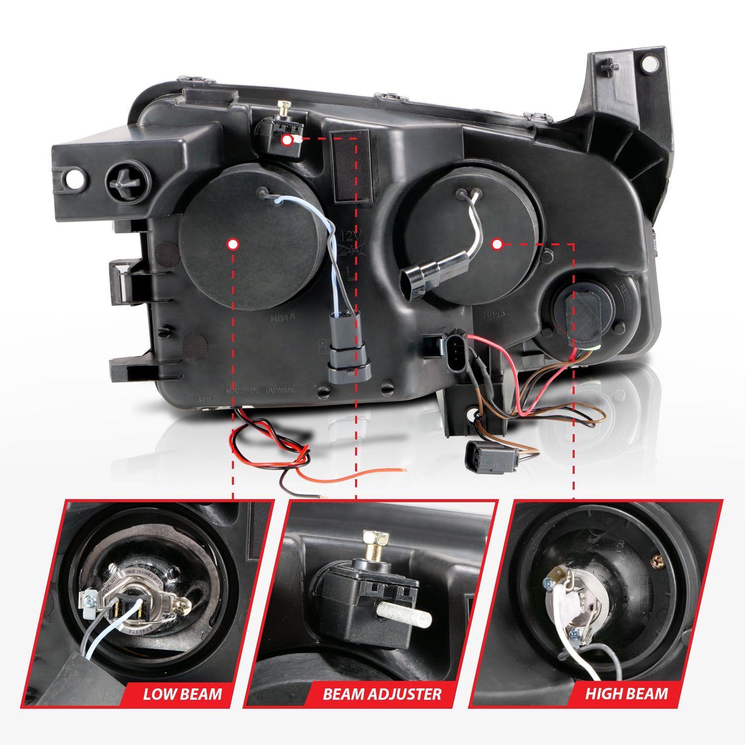 2006-2010 Dodge Charger Anzo Projector Headlights W/ Halo Chrome (SMD LED)