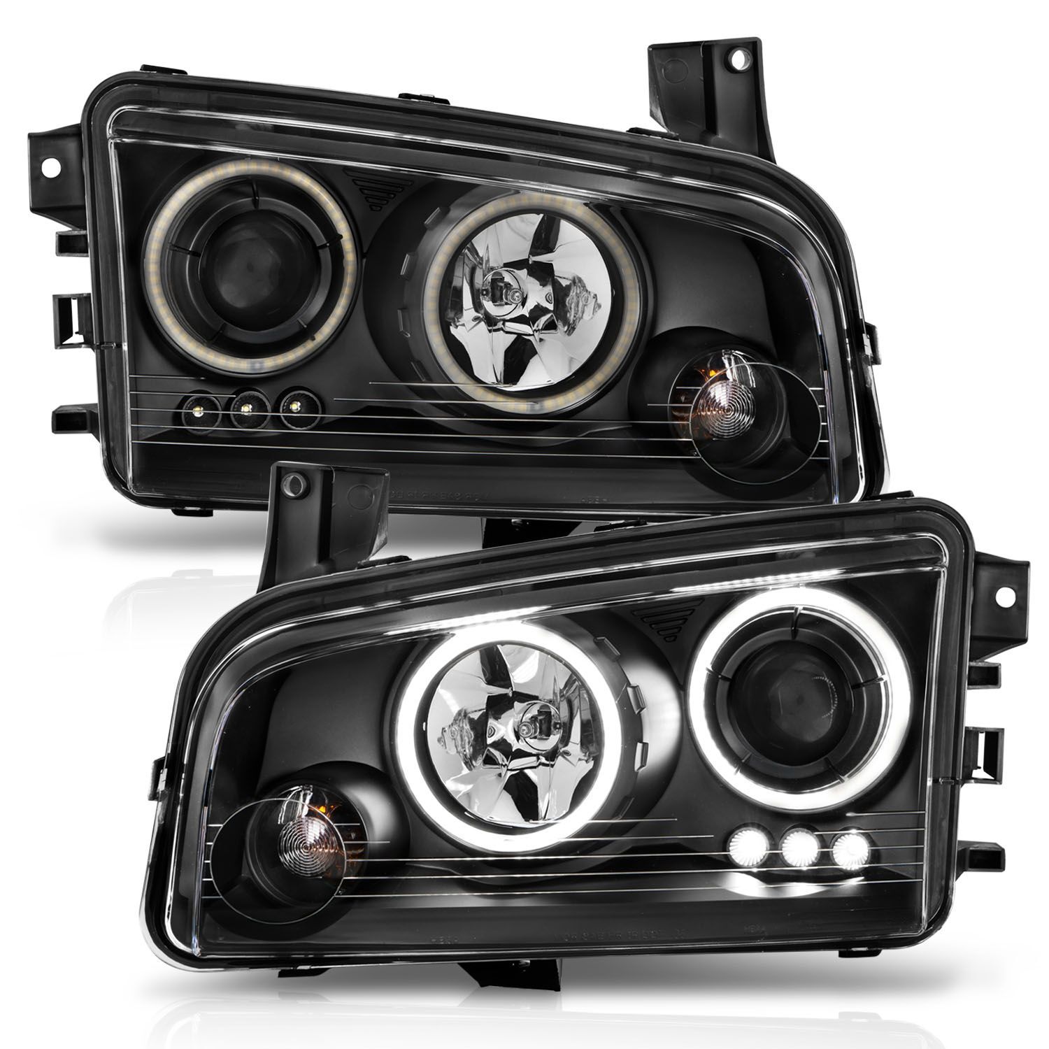 2006-2010 Dodge Charger Anzo Projector Headlights W/ Halo Chrome (SMD LED) - 121218