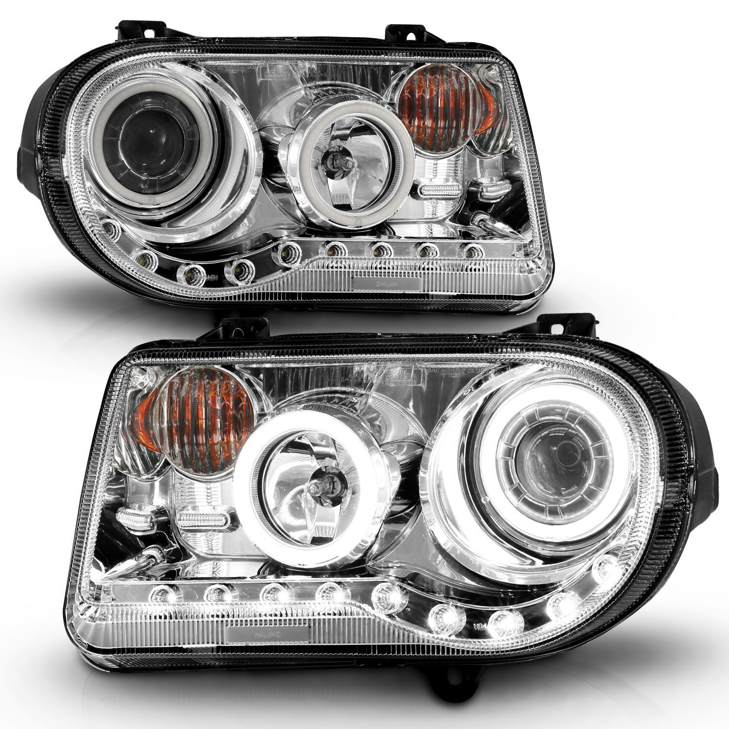 2005-2010 Chrysler 300 C Anzo Projector Headlights W/ Halo Chrome (SMD LED) G2 - 121250