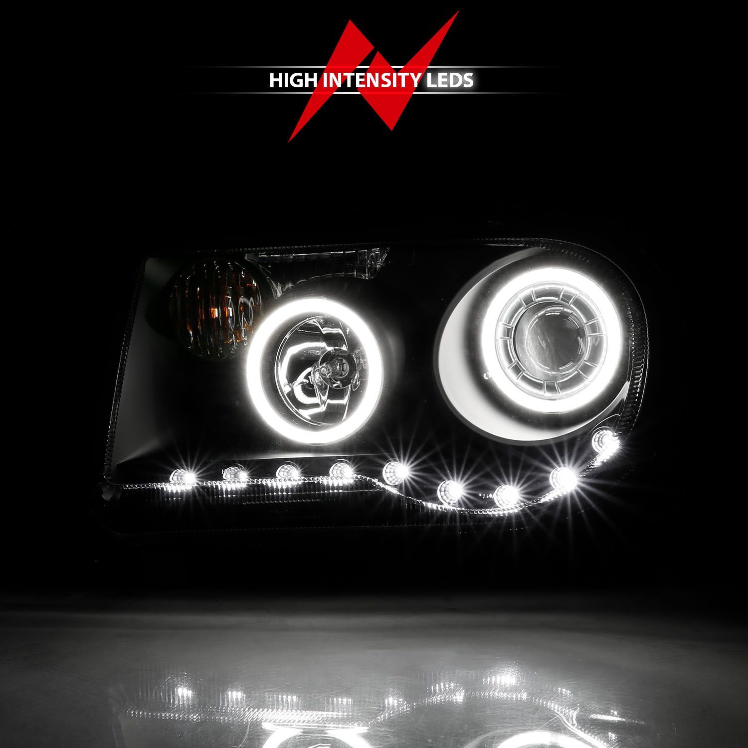 2005-2010 Chrysler 300 C Anzo Projector Headlights W/ Halo Black (SMD LED) G2