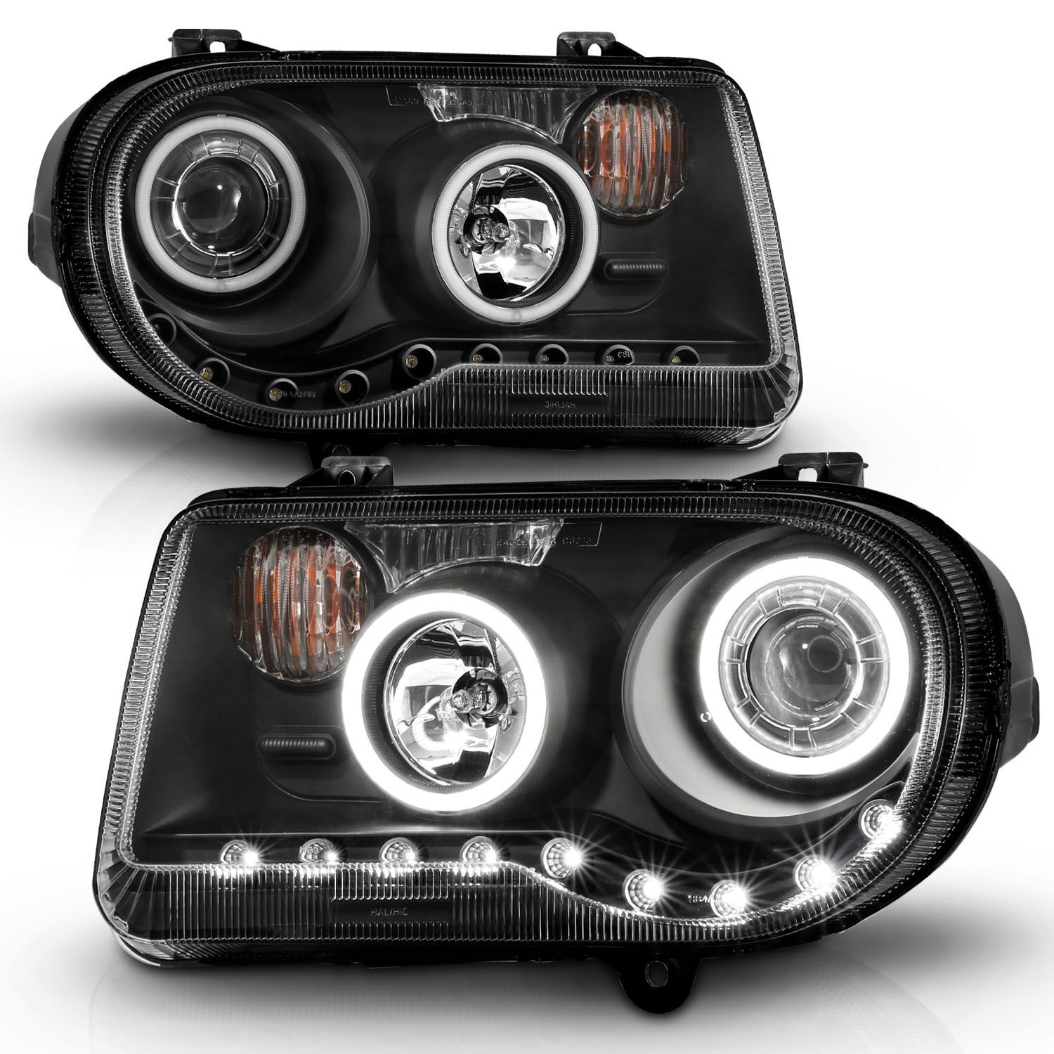 2005-2010 Chrysler 300 C Anzo Projector Headlights W/ Halo Black (SMD LED) G2 - 121251