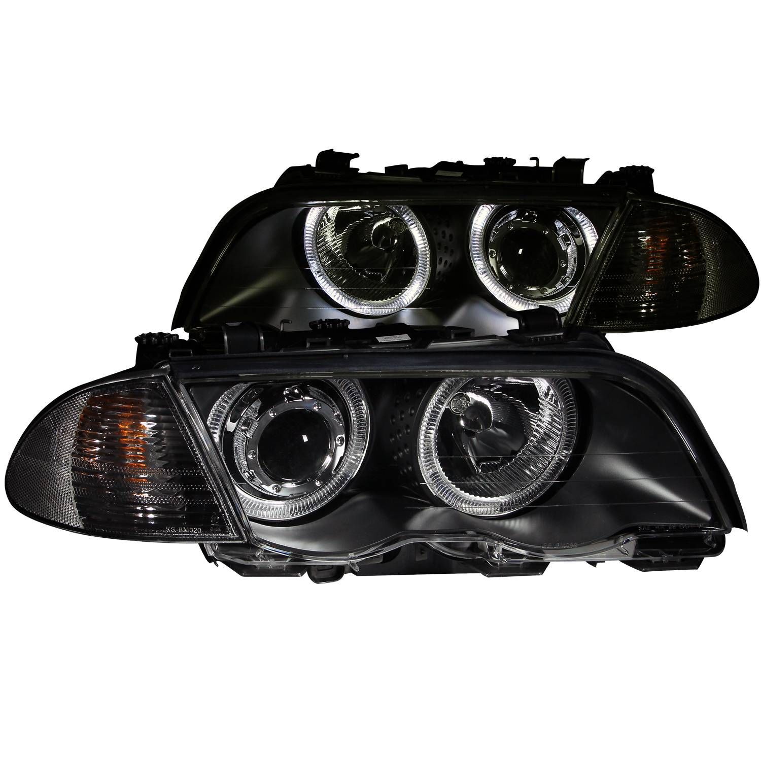 1999-2001 BMW 3-Series E46 4DR Anzo Projector Headlights W/ Halo Black (SMD LED) - 121261