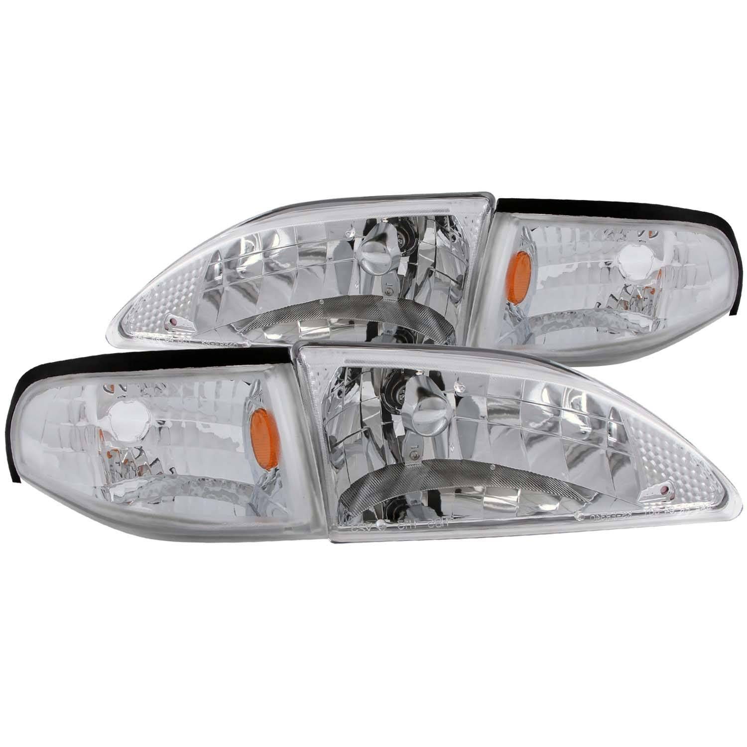 1994-1998 Ford Mustang Anzo Crystal Headlights Chrome - 121262