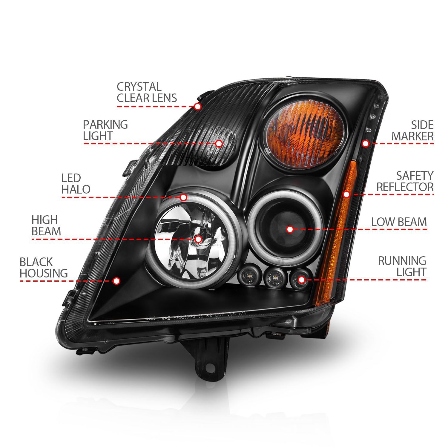 2007-2012 Nissan Sentra Anzo Projector Headlights Black