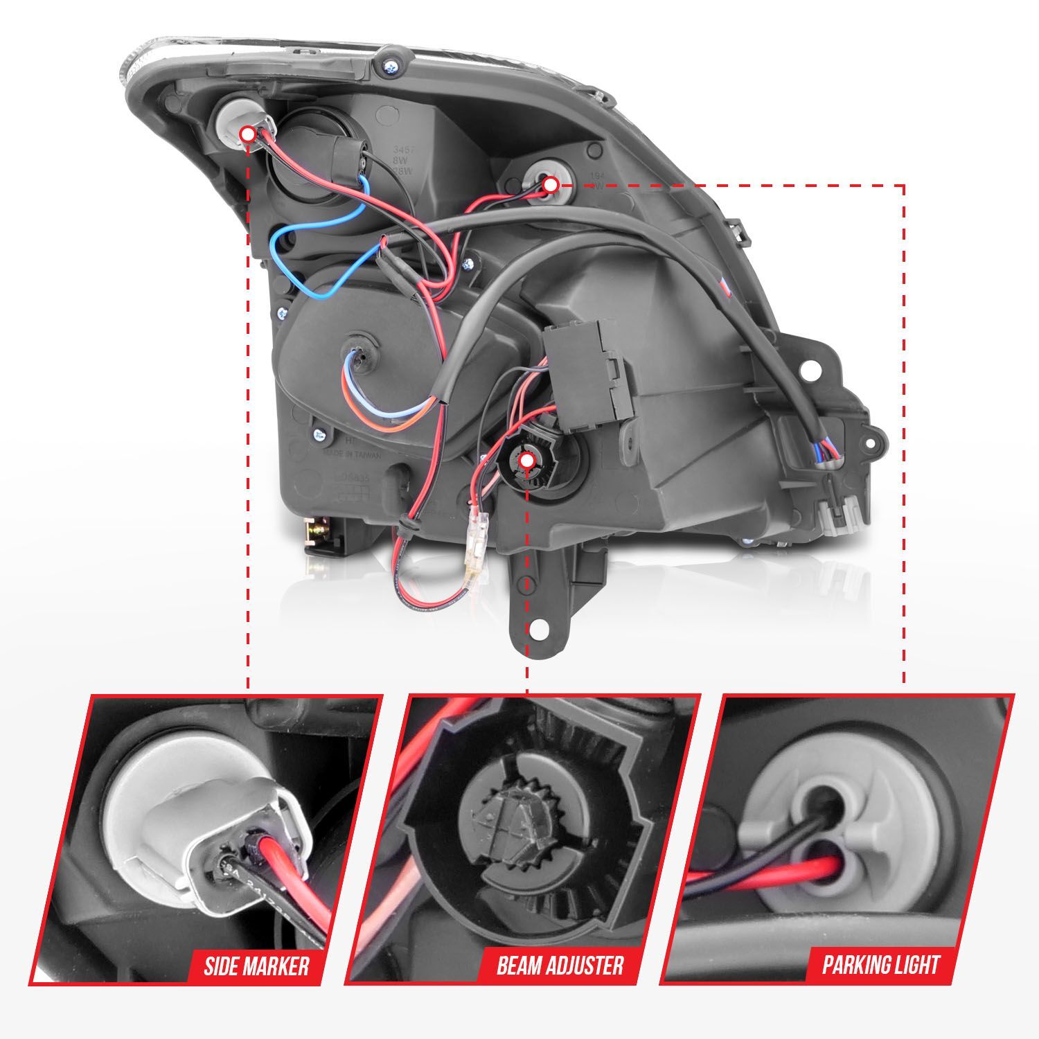 2007-2012 Nissan Sentra Anzo Projector Headlights Black