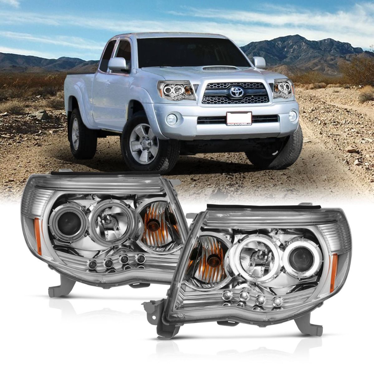 2005-2011 Toyota Tacoma Anzo Projector Headlights W/ Halos Chrome - 121281