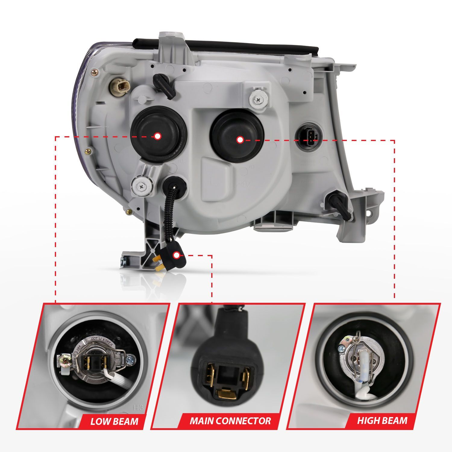 2005-2011 Toyota Tacoma Anzo Projector Headlights W/ Halo Black