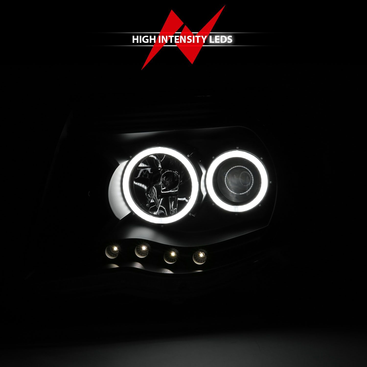 2005-2011 Toyota Tacoma Anzo Projector Headlights W/ Halo Black