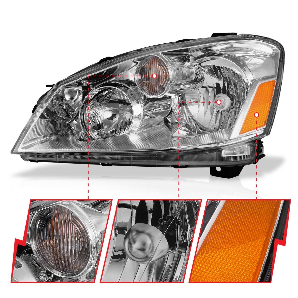 2005-2006 Nissan Altima Anzo Crystal Headlights Chrome