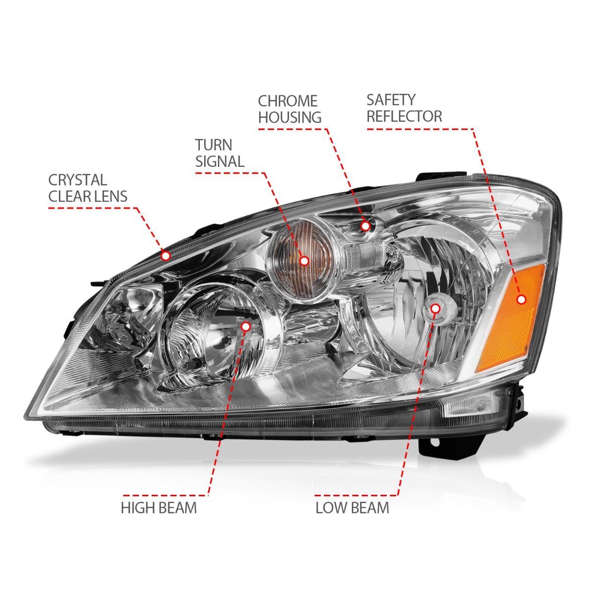 2005-2006 Nissan Altima Anzo Crystal Headlights Chrome