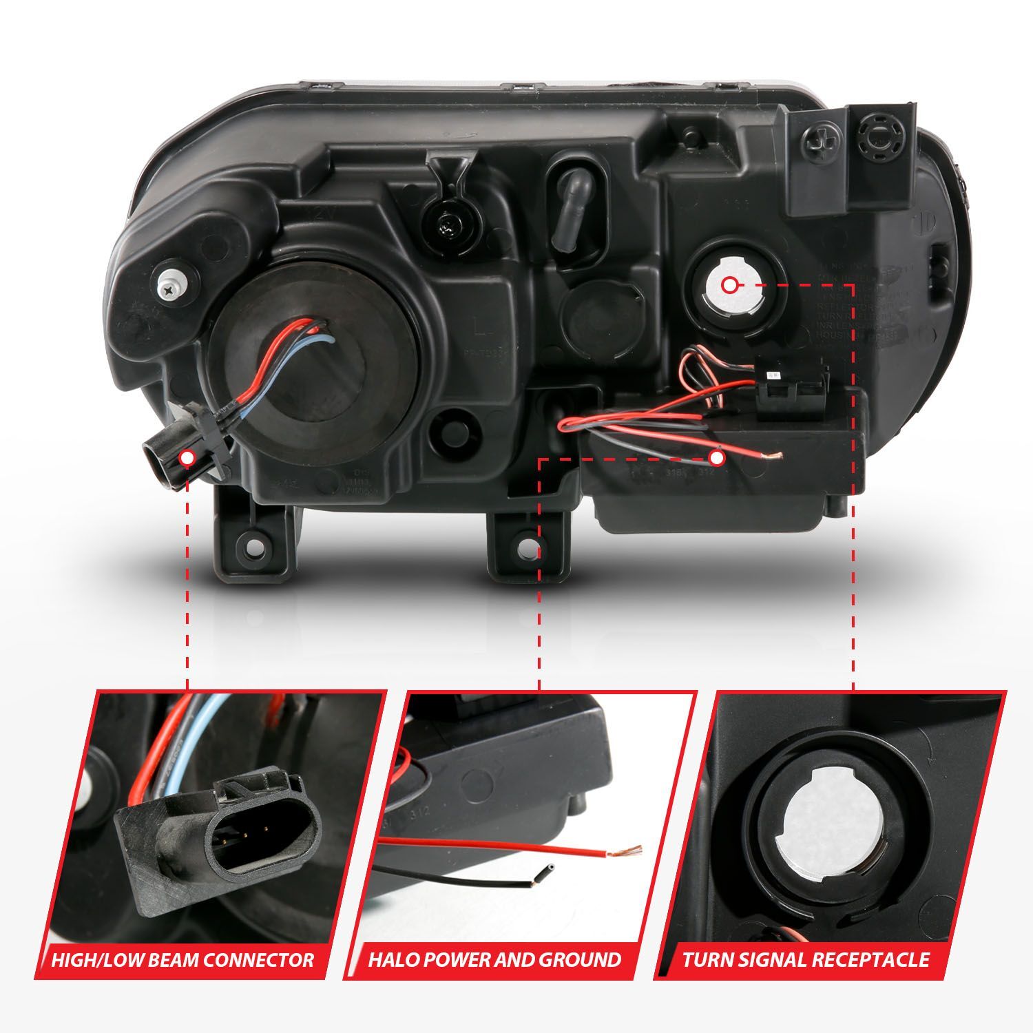 2008-2014 Dodge Challenger Anzo Projector Headlights W/ Halo Black (SMD LED)