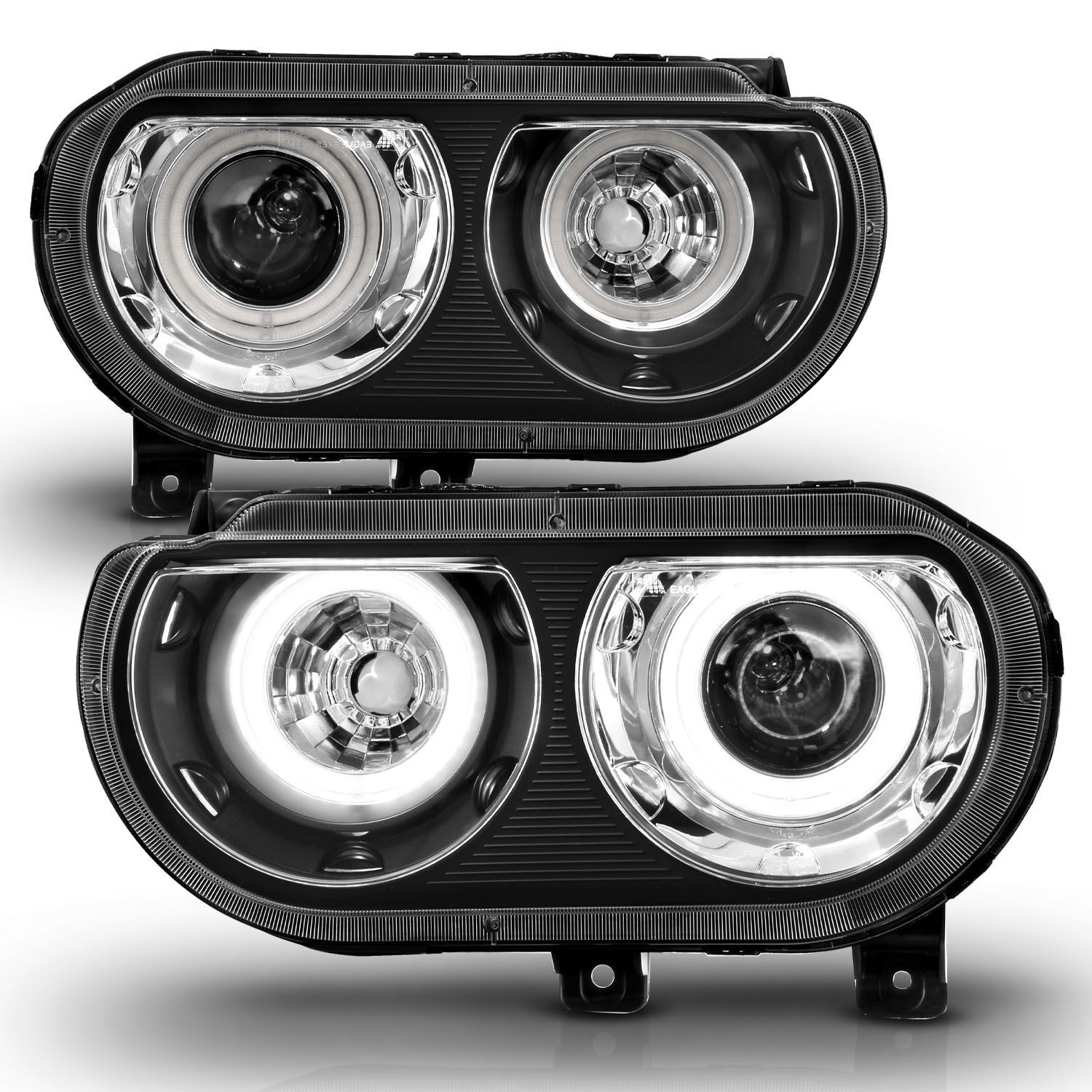 2008-2014 Dodge Challenger Anzo Projector Headlights W/ Halo Black (SMD LED) - 121308