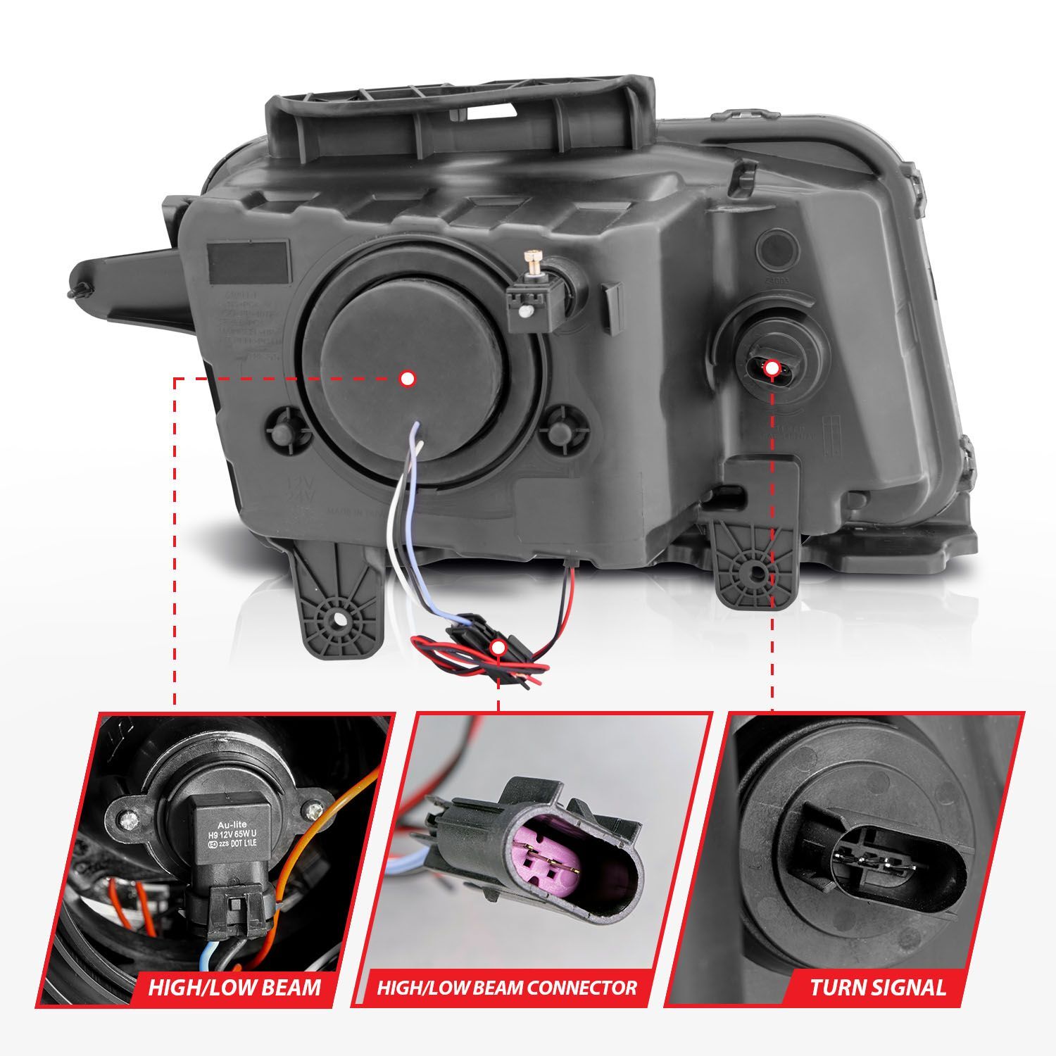 2008-2013 Chevrolet Camaro Anzo Projector Headlights W/ Halo Chrome (SMD LED)