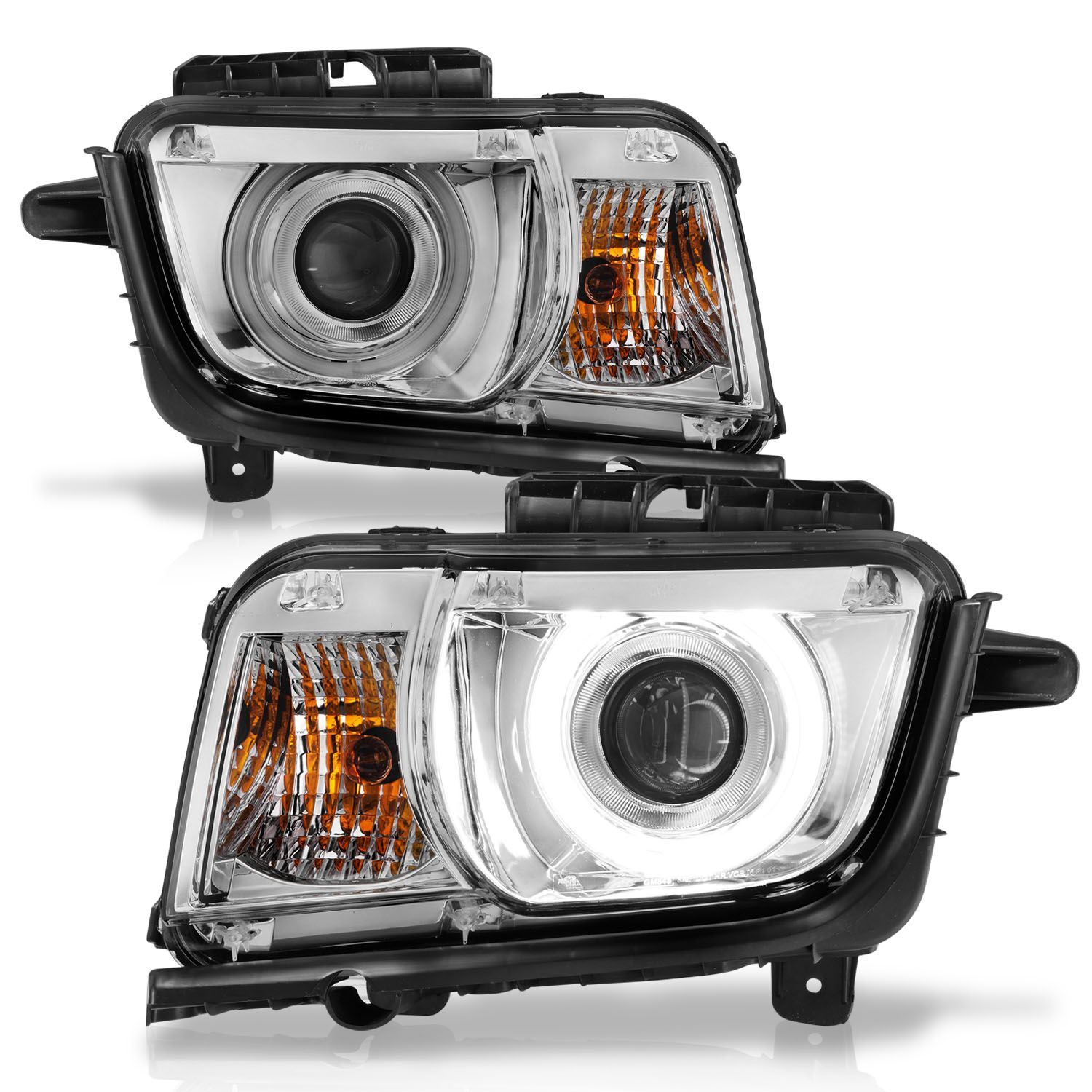 2008-2013 Chevrolet Camaro Anzo Projector Headlights W/ Halo Chrome (SMD LED) - 121311